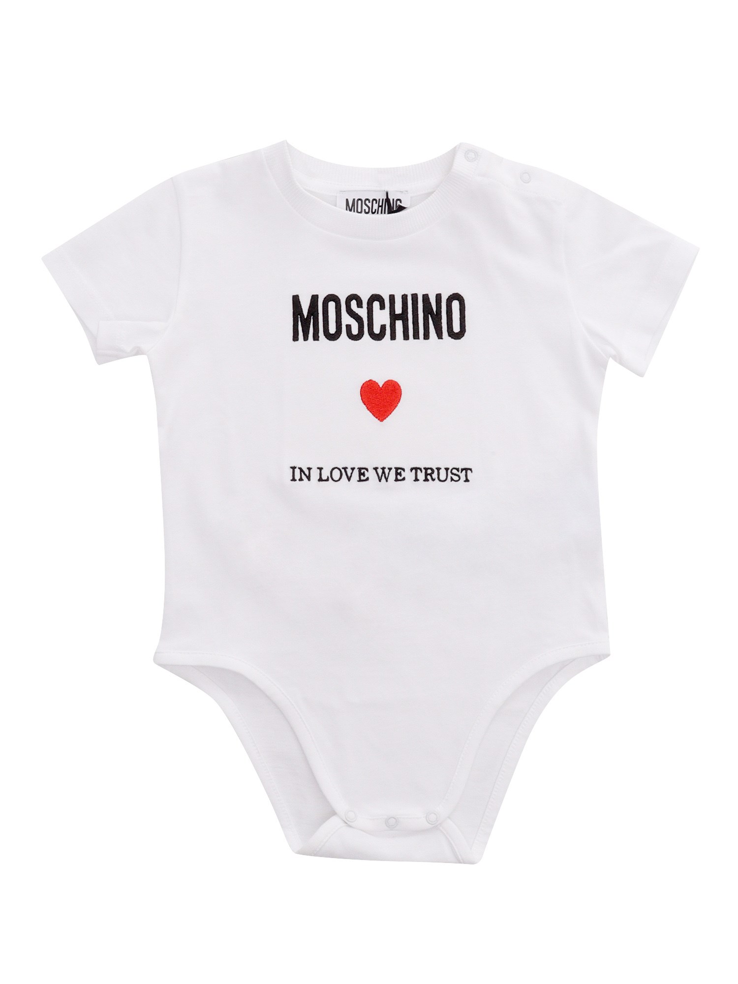 Shop Moschino Kid Short-sleeved Bodysuit In White