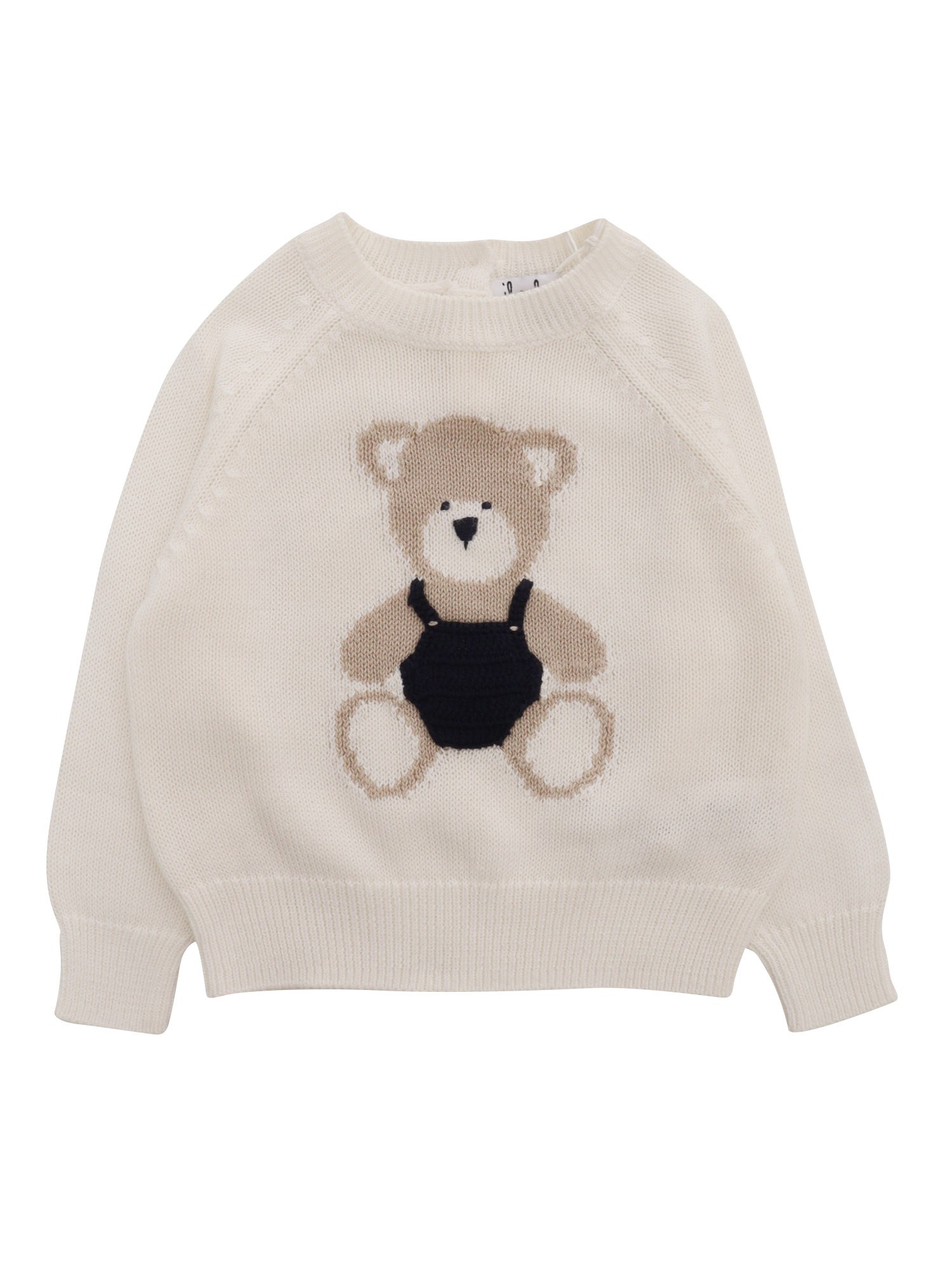 Shop Il Gufo Tricot Sweater With Teddy Bear In White