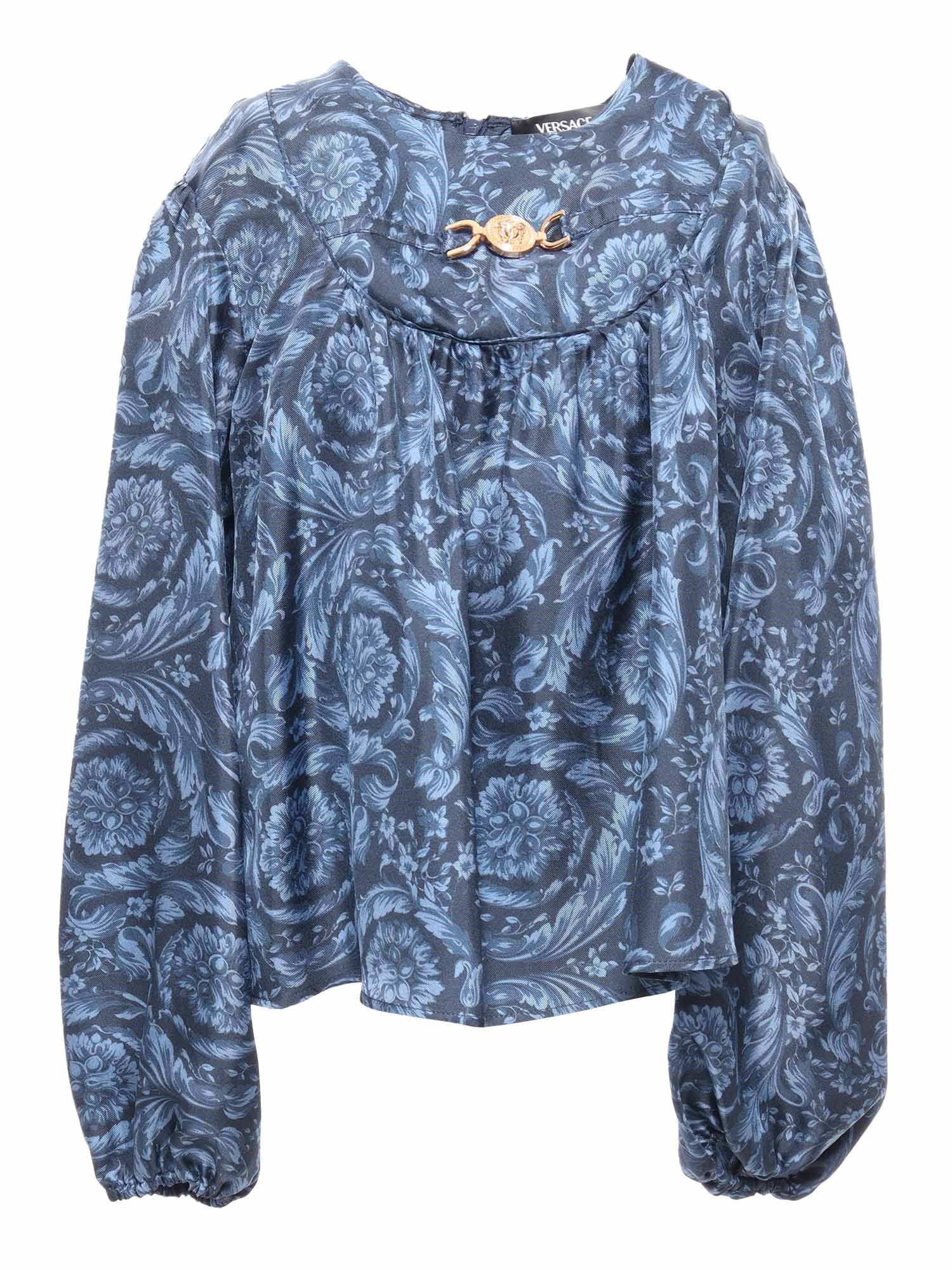 Versace Baroque Style Shirt In Blue