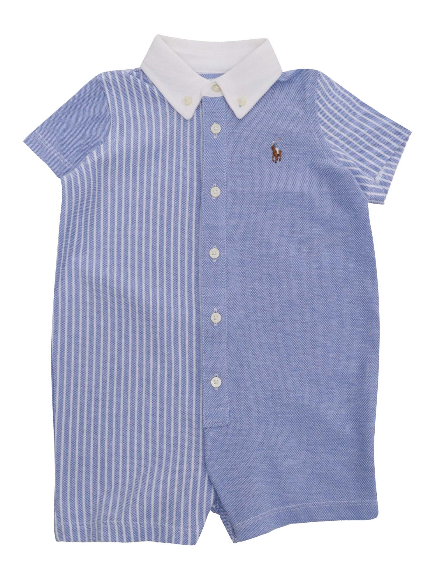 Polo Ralph Lauren Kids' Striped Shirtdress Romper In Blue