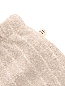 One More In The Family Beige pinstripe Bermuda shorts