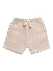 One More In The Family Beige pinstripe Bermuda shorts