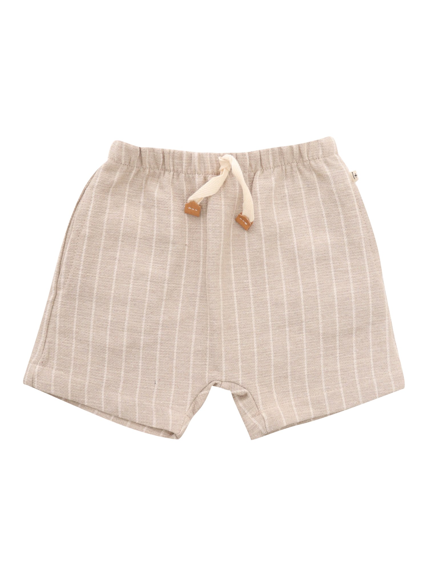 One More In The Family Beige Pinstripe Bermuda Shorts In Neutral