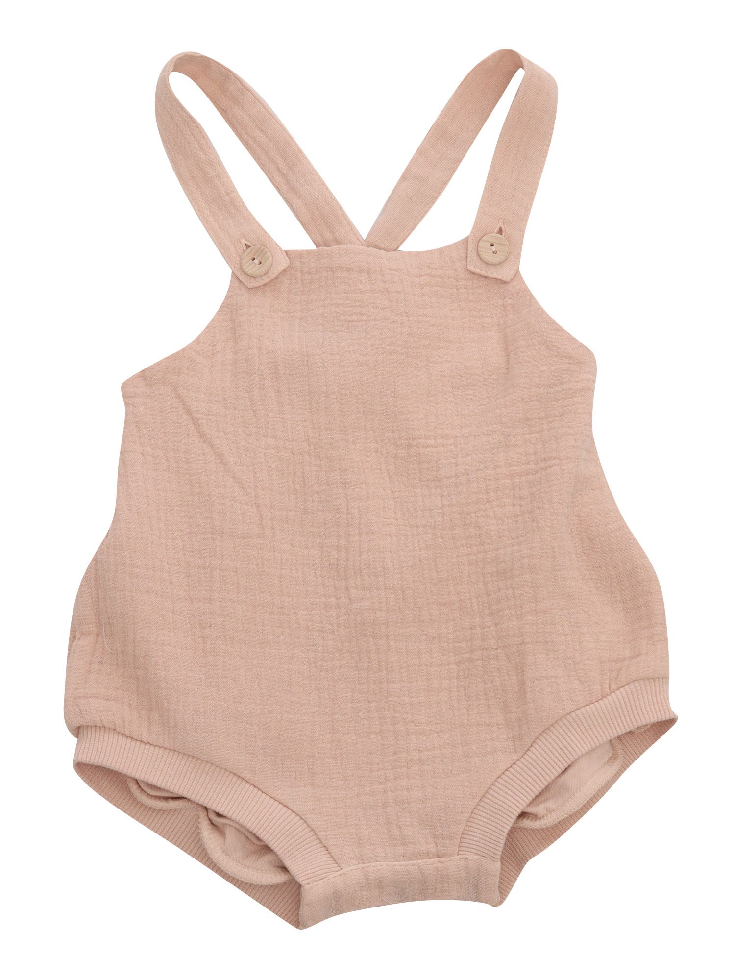 One More In The Family Short Pink Romper In Beige