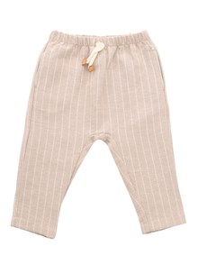 One More In The Family Beige pinstripe trousers