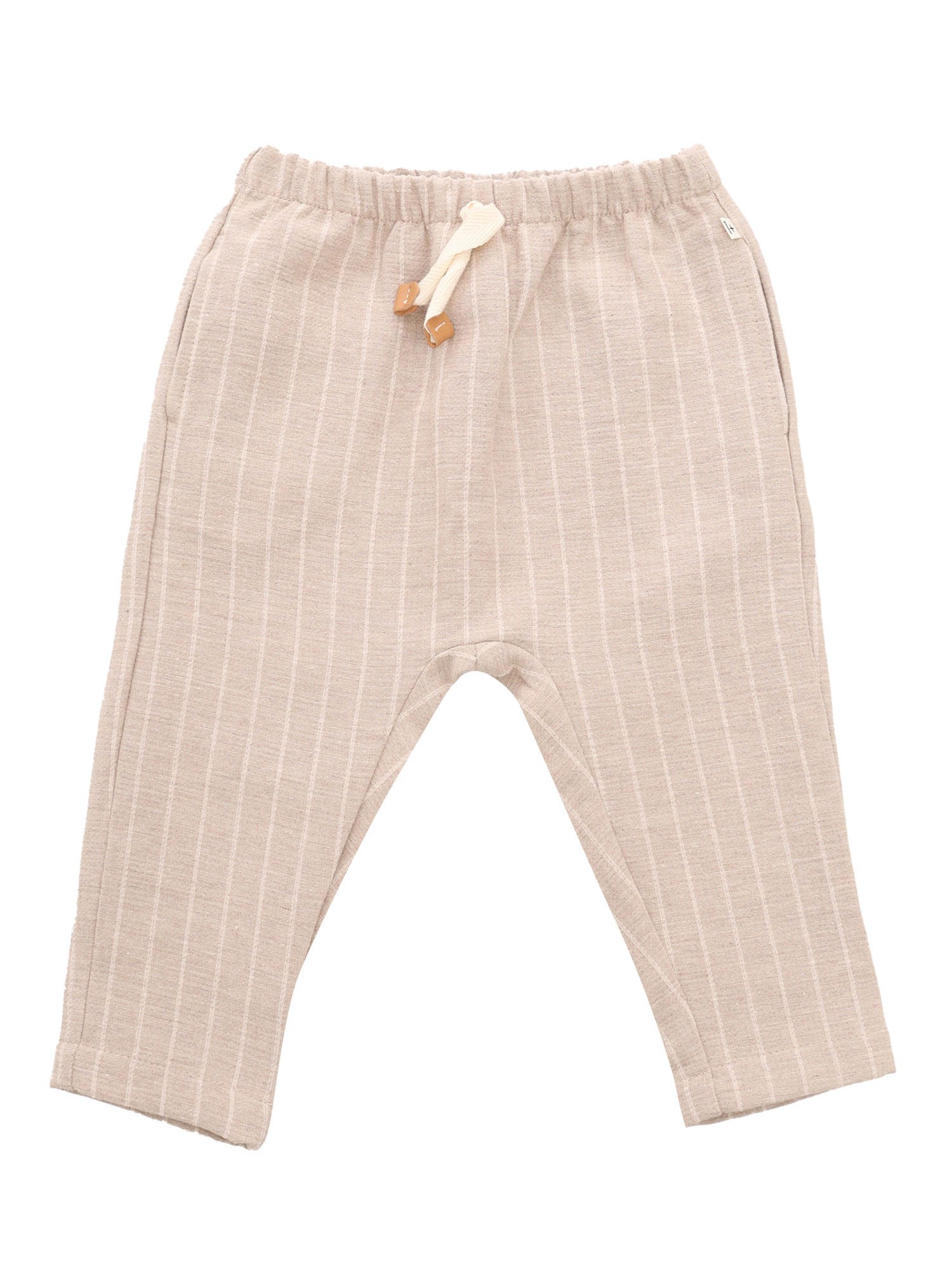 One More In The Family Beige Pinstripe Trousers