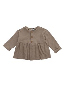 One More In The Family Brown jacket with ruffle