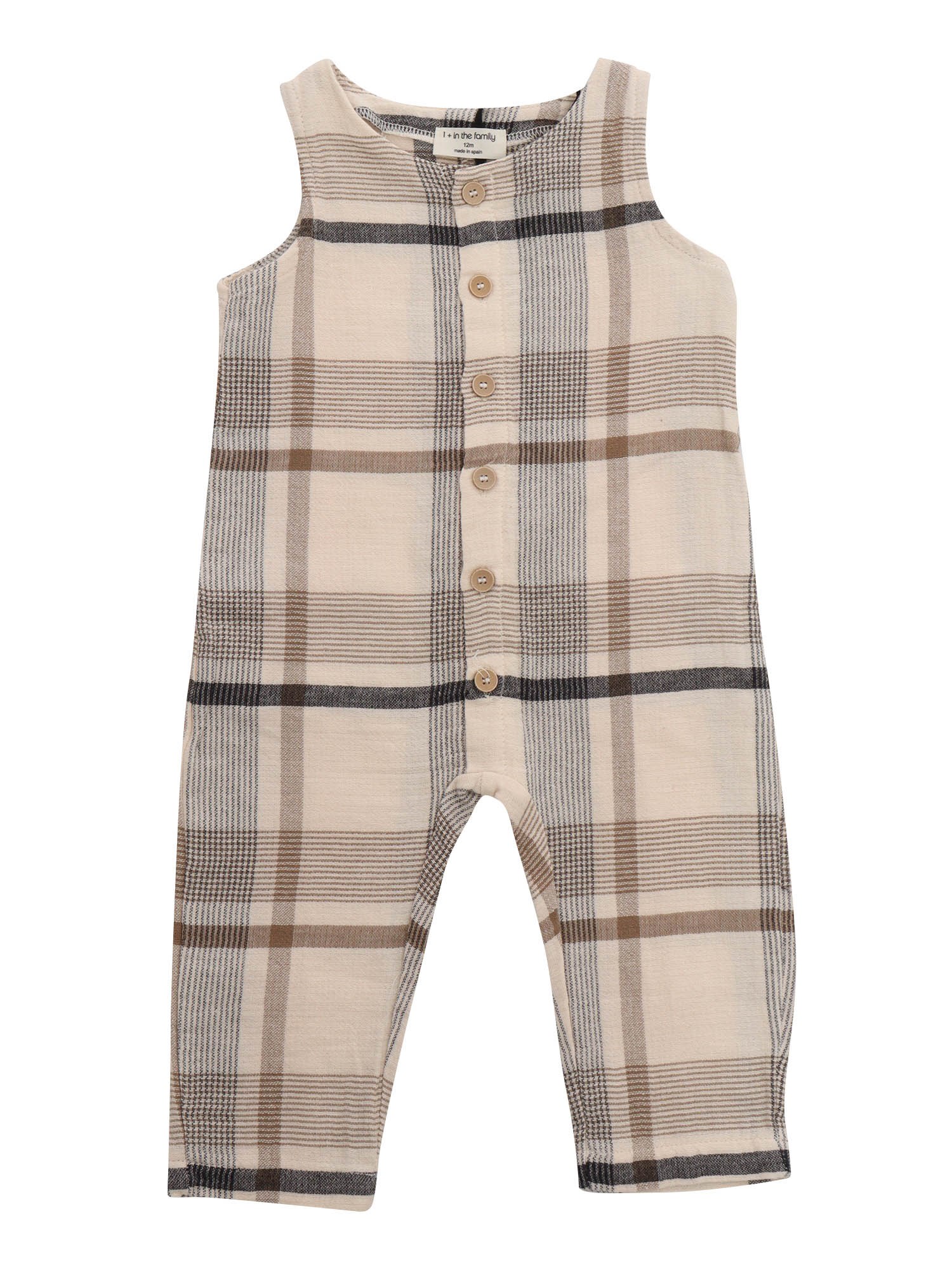One More In The Family Scottish Patterned Romper In Brown