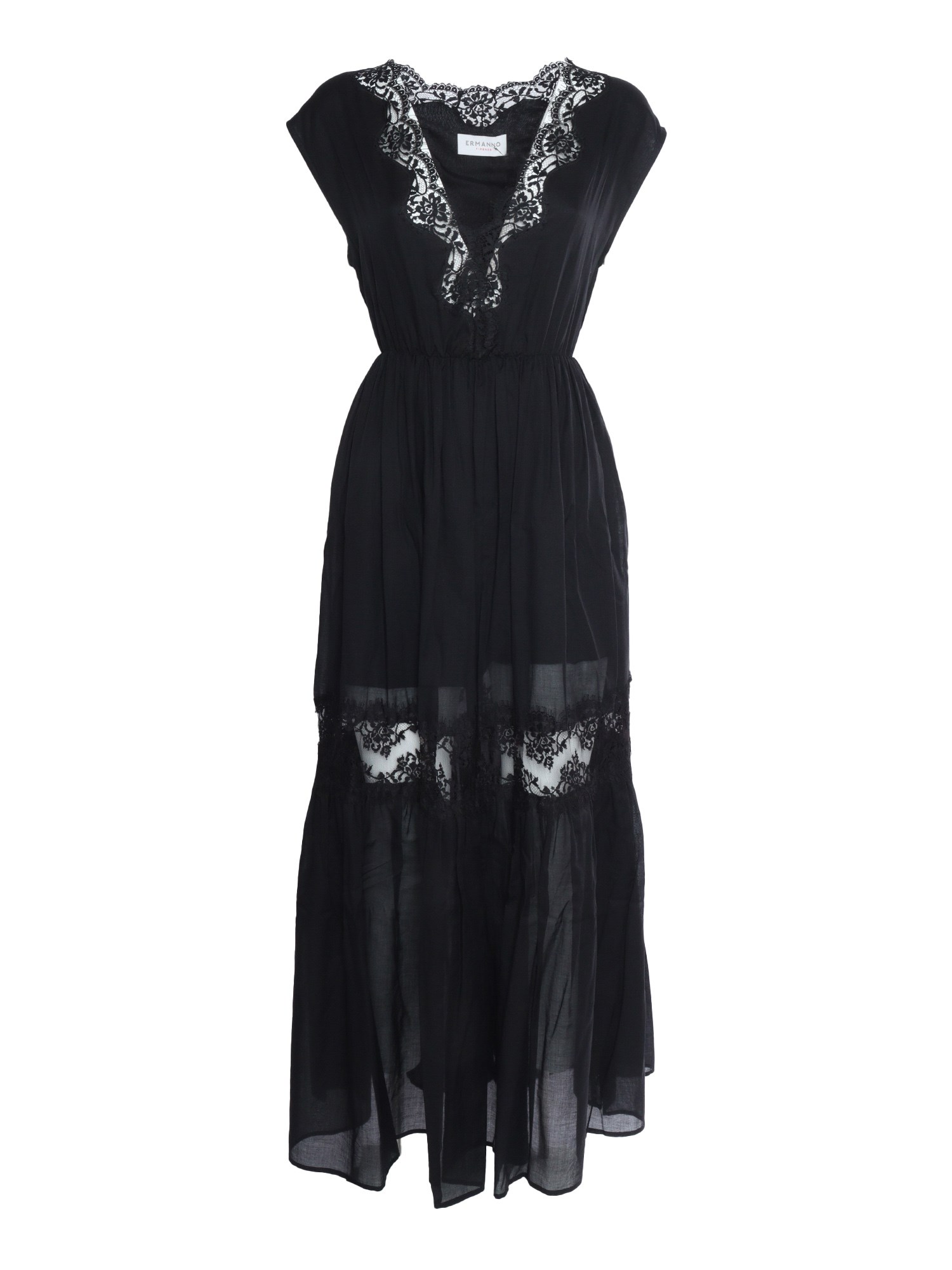 Shop Ermanno Firenze Black Dress With Lace