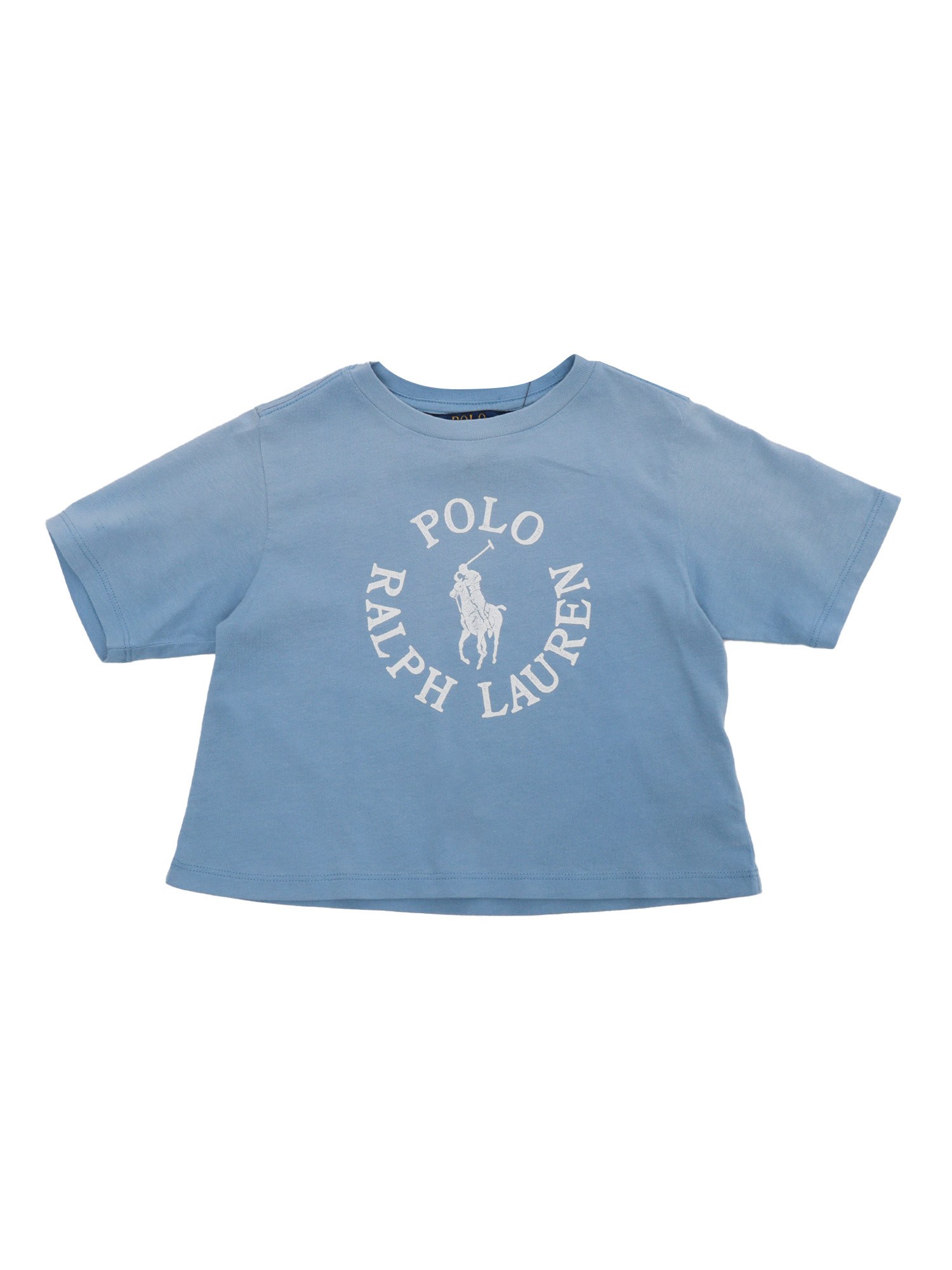 Polo Ralph Lauren Cropped T-shirt With Logo In Blue