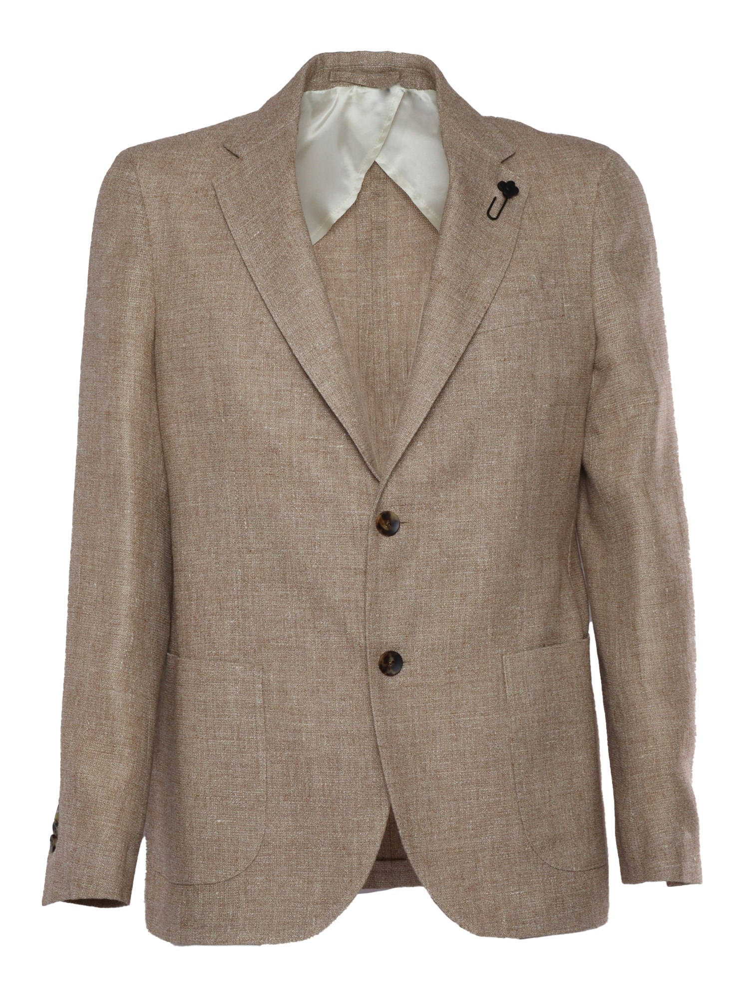 Lardini Viscose And Silk Single-breasted Blazer In Brown