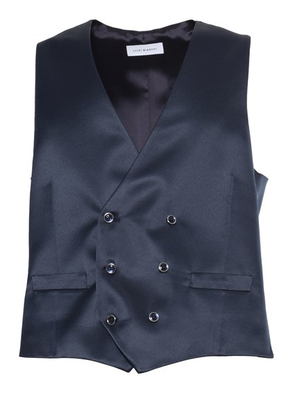 LUIGI BIANCHI Blue double-breasted vest