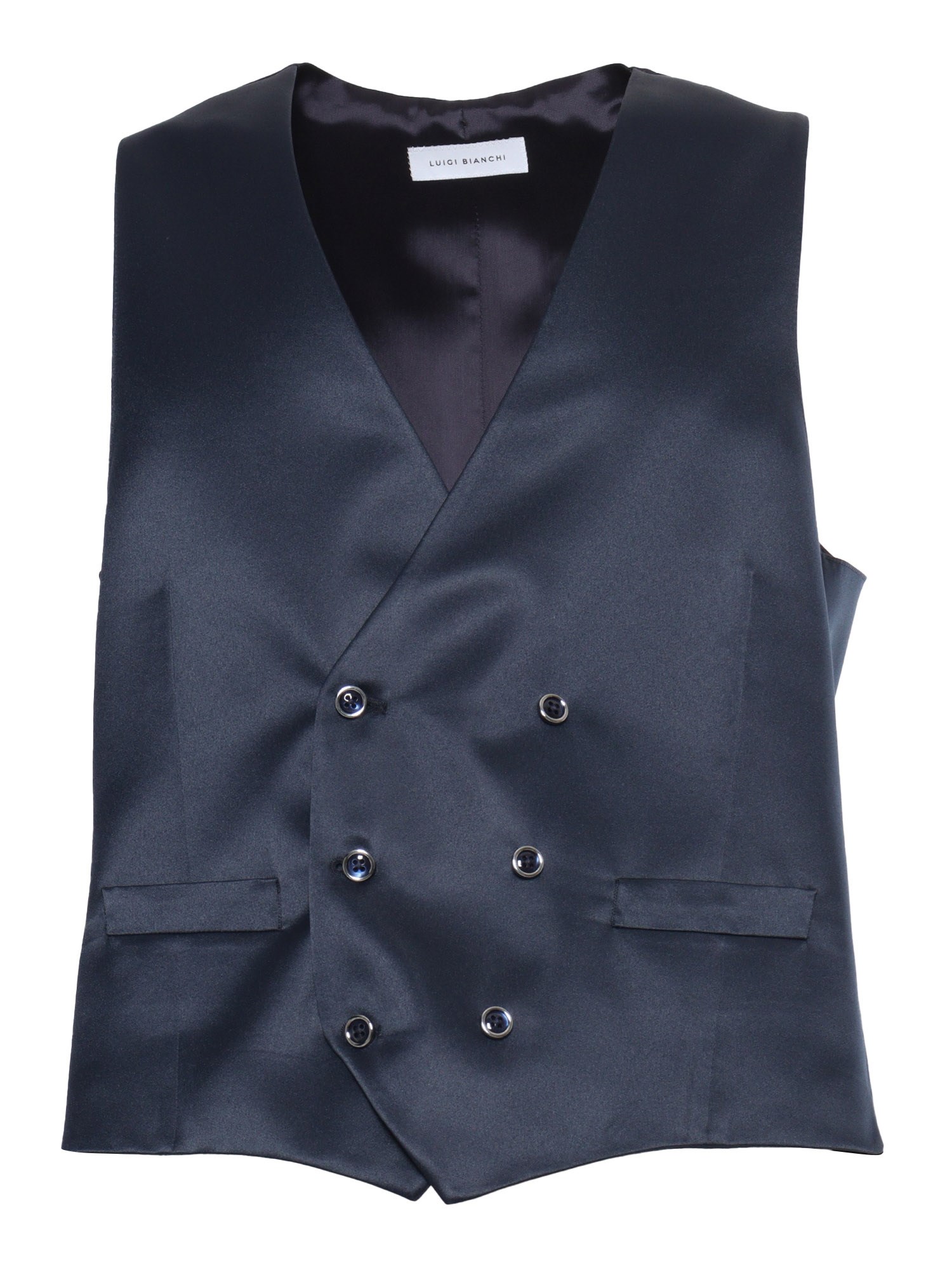 Shop Luigi Bianchi Blue Double-breasted Vest