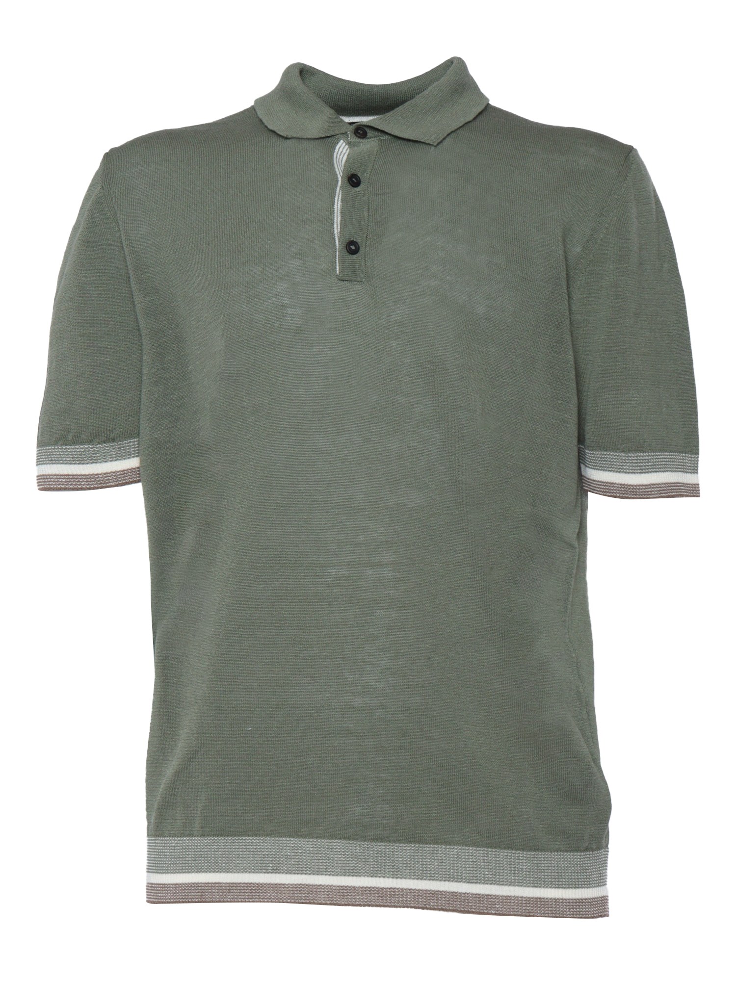 Shop Peserico Green Tricot Polo Shirt In Multi
