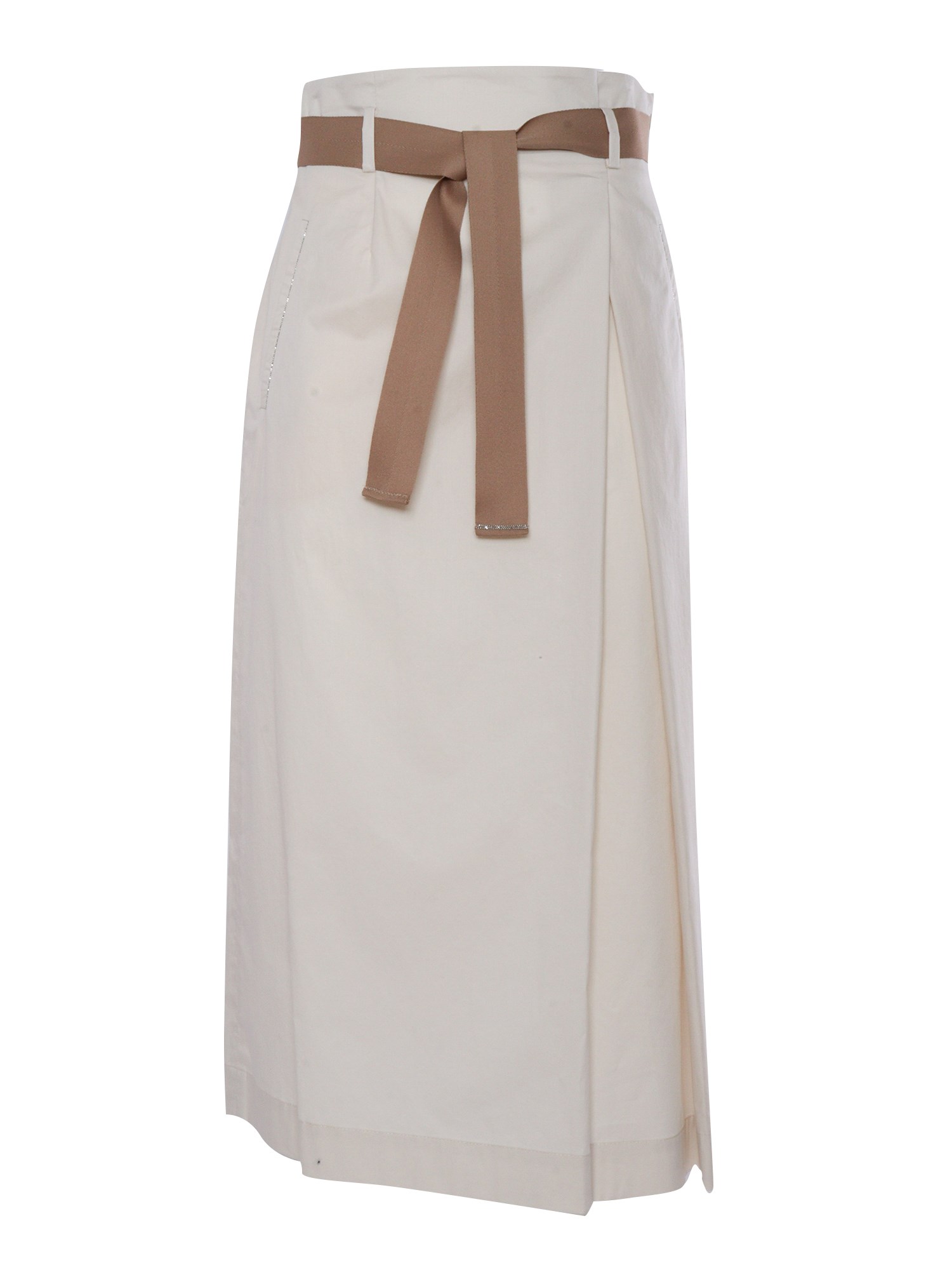 Shop Peserico Beige Midi Skirt In Multi