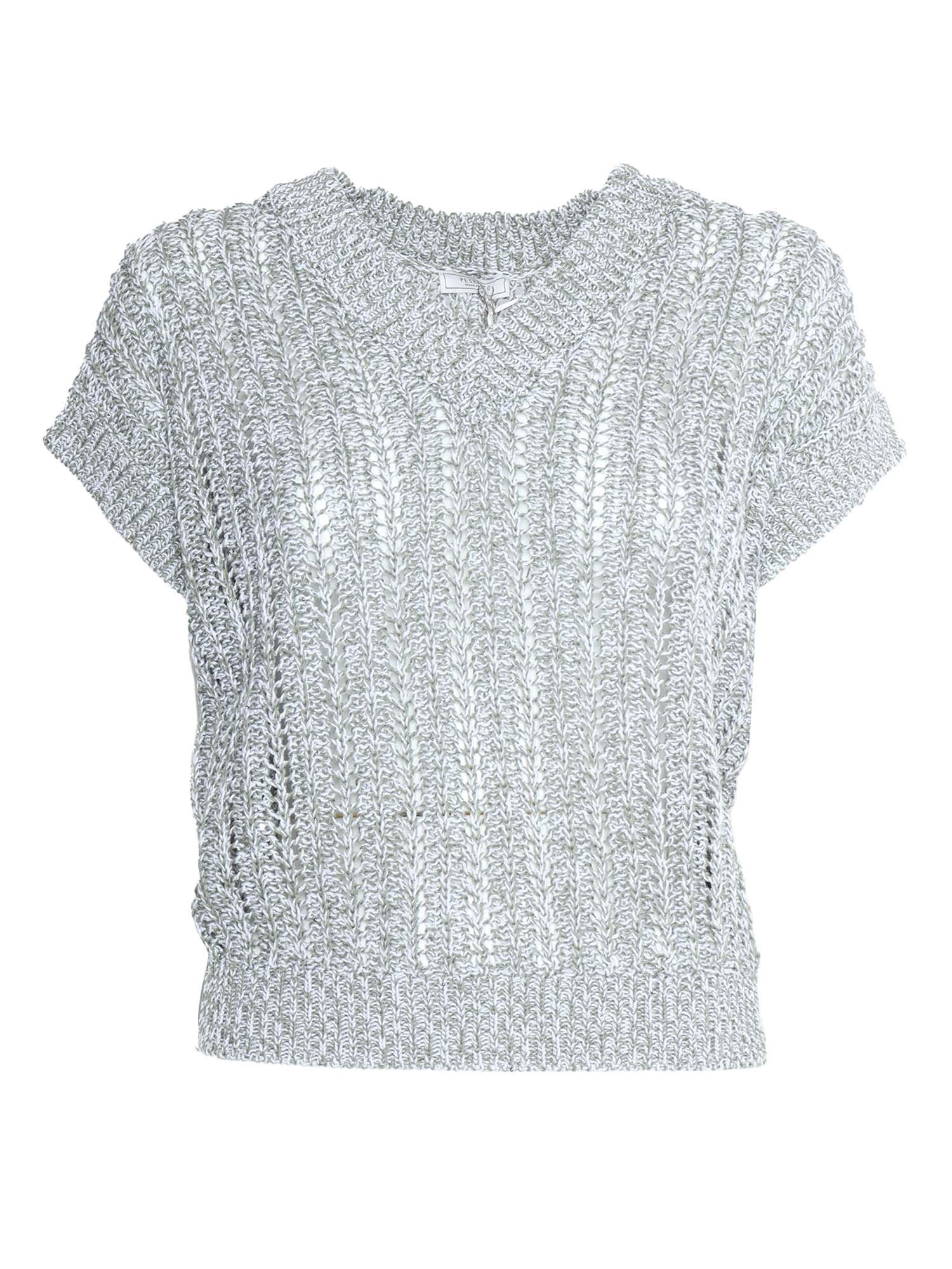 Shop Peserico Silver Tricot Sweater