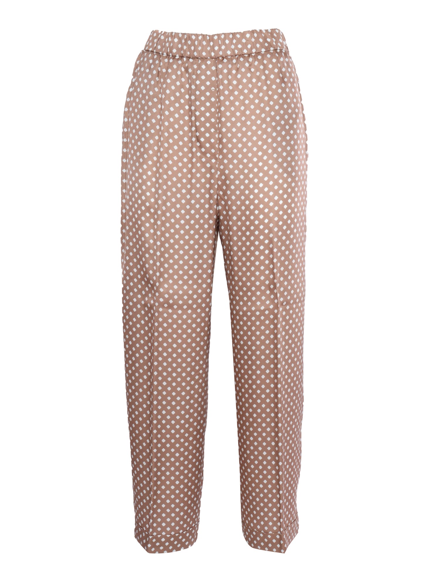 Shop Peserico Brown Trousers With Polka Dots In Multi