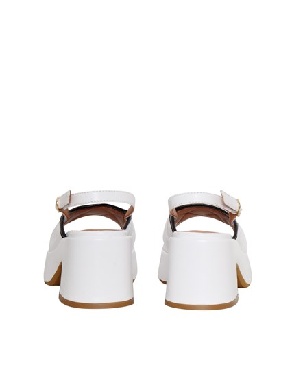 VIA ROMA 15 White leather sandals