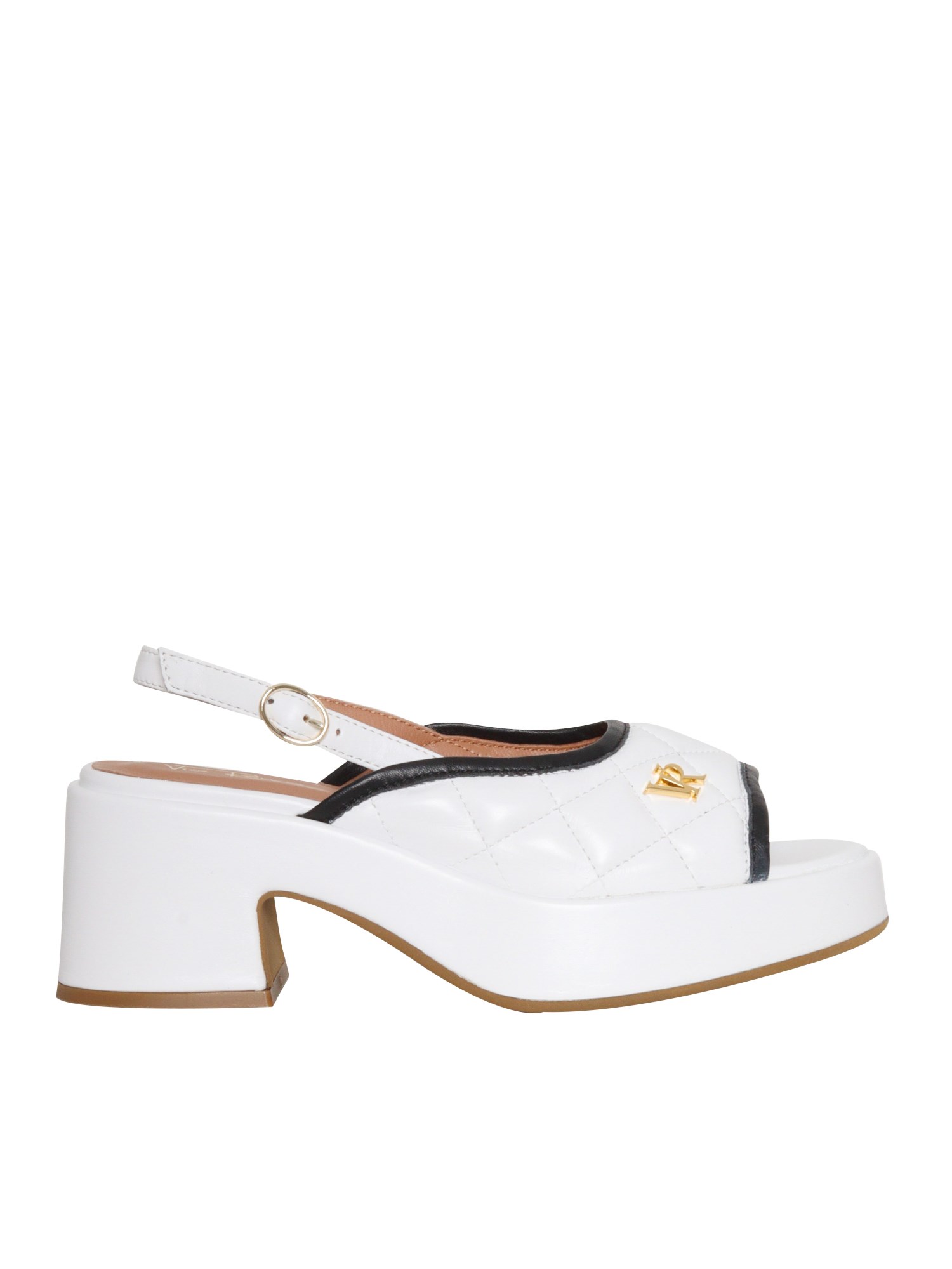 Shop Via Roma 15 White Leather Sandals