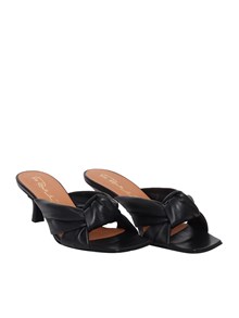 VIA ROMA 15 Black leather sandal