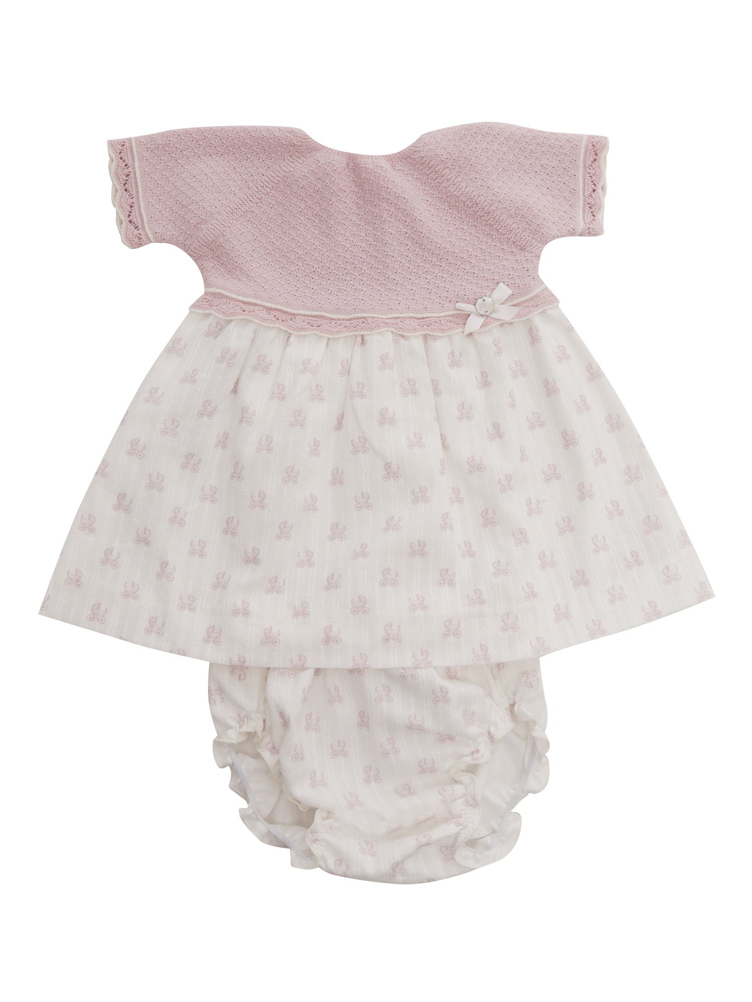 Paz Rodriguez Babies' Mecer Pink And White Dress