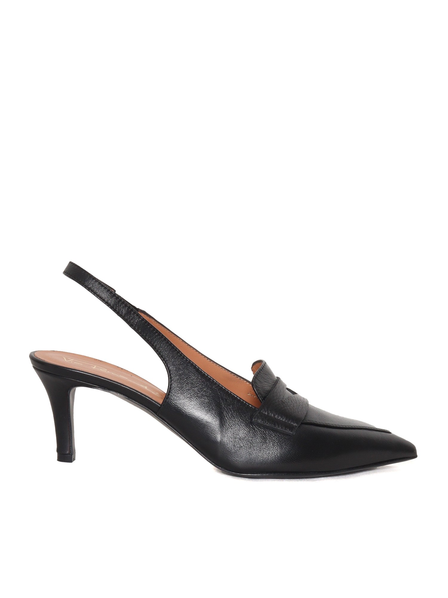 Via Roma 15 Pointed Toe Slingback In Black