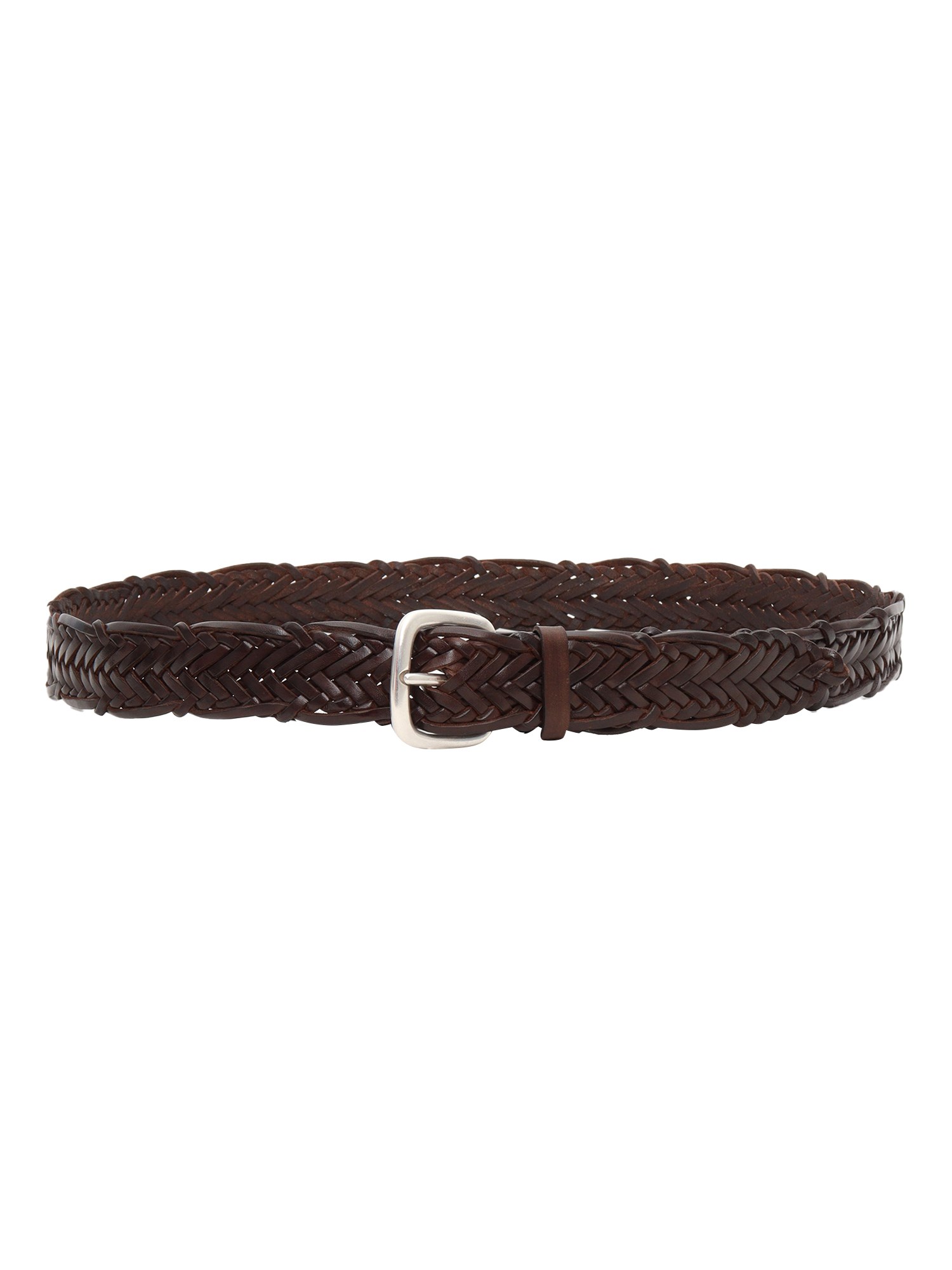 Orciani Brown Braided Belt In Gold