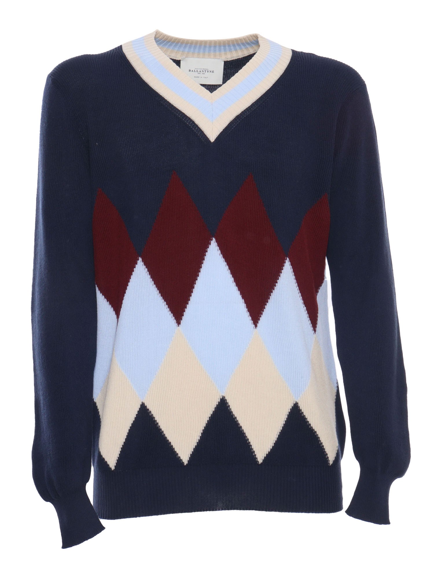 Ballantyne Blue Colored Checked Sweater In Blue