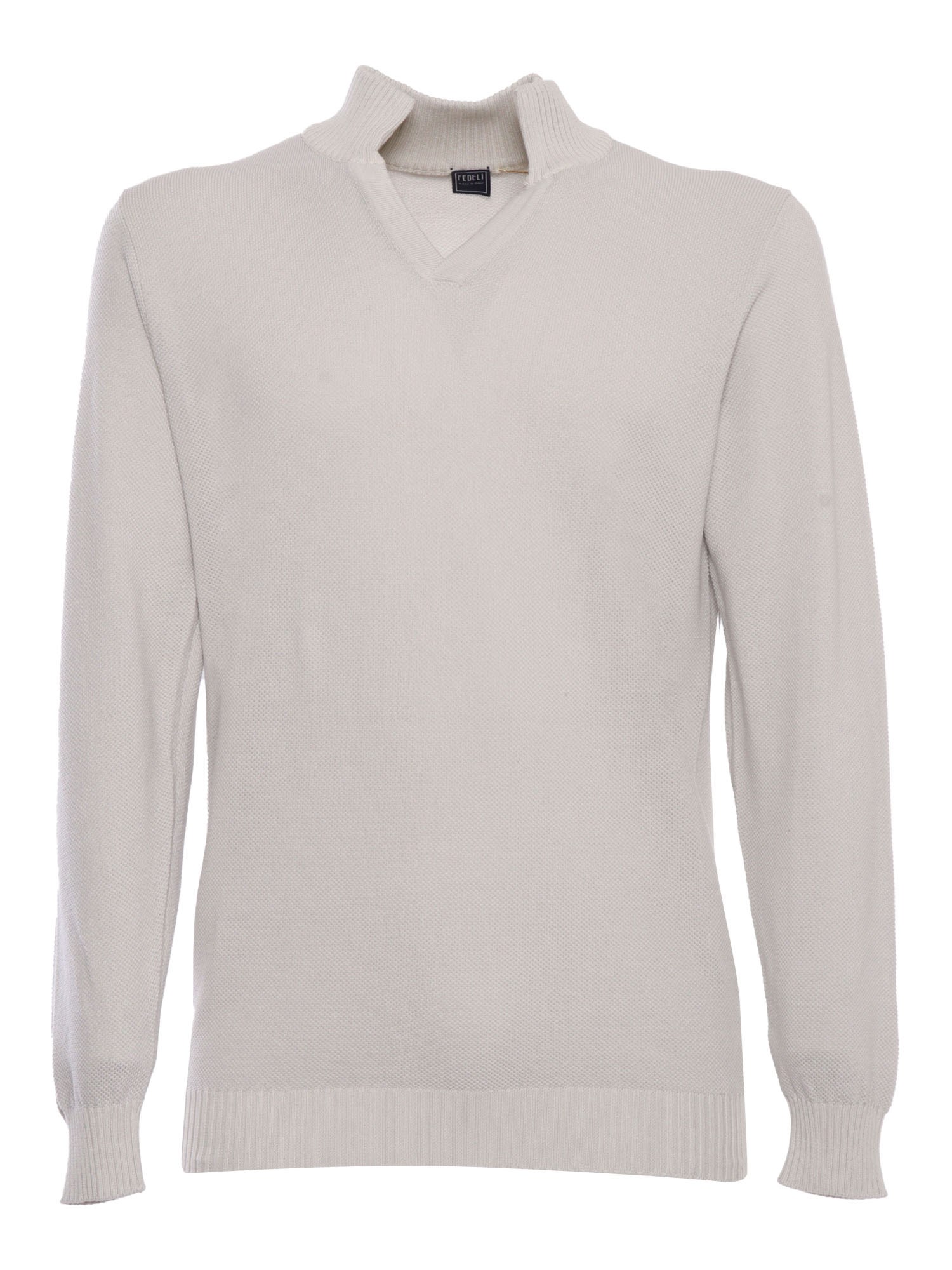 Fedeli V-neck Knitted Pullover In White