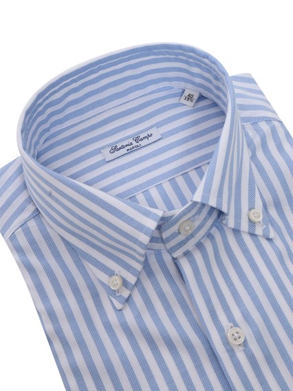 Sartoria Del Campo-Sonrisa Light blue striped cotton