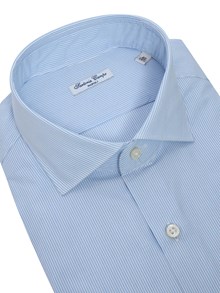 Sartoria Del Campo-Sonrisa Camicia a righe bianche e azzurre