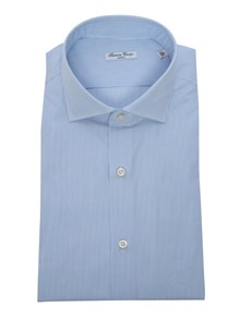Sartoria Del Campo-Sonrisa Camicia a righe bianche e azzurre