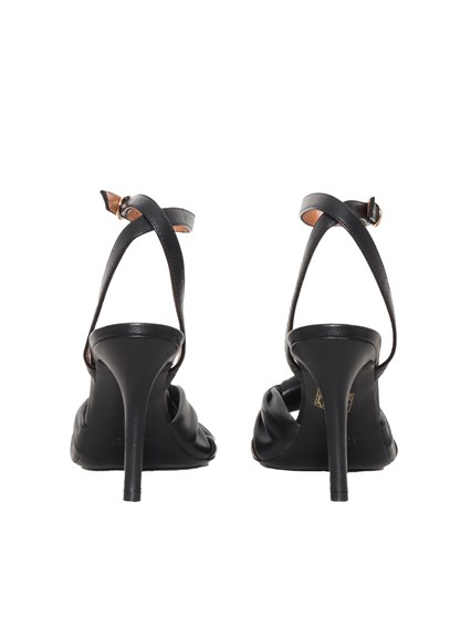 VIA ROMA 15 Black leather sandals