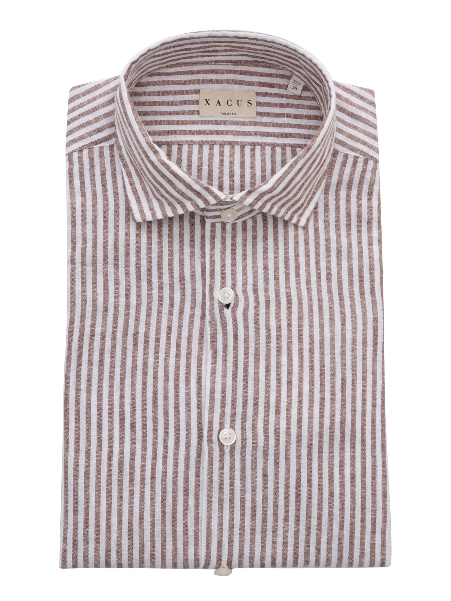Shop Xacus Brown Striped Shirt In Multi