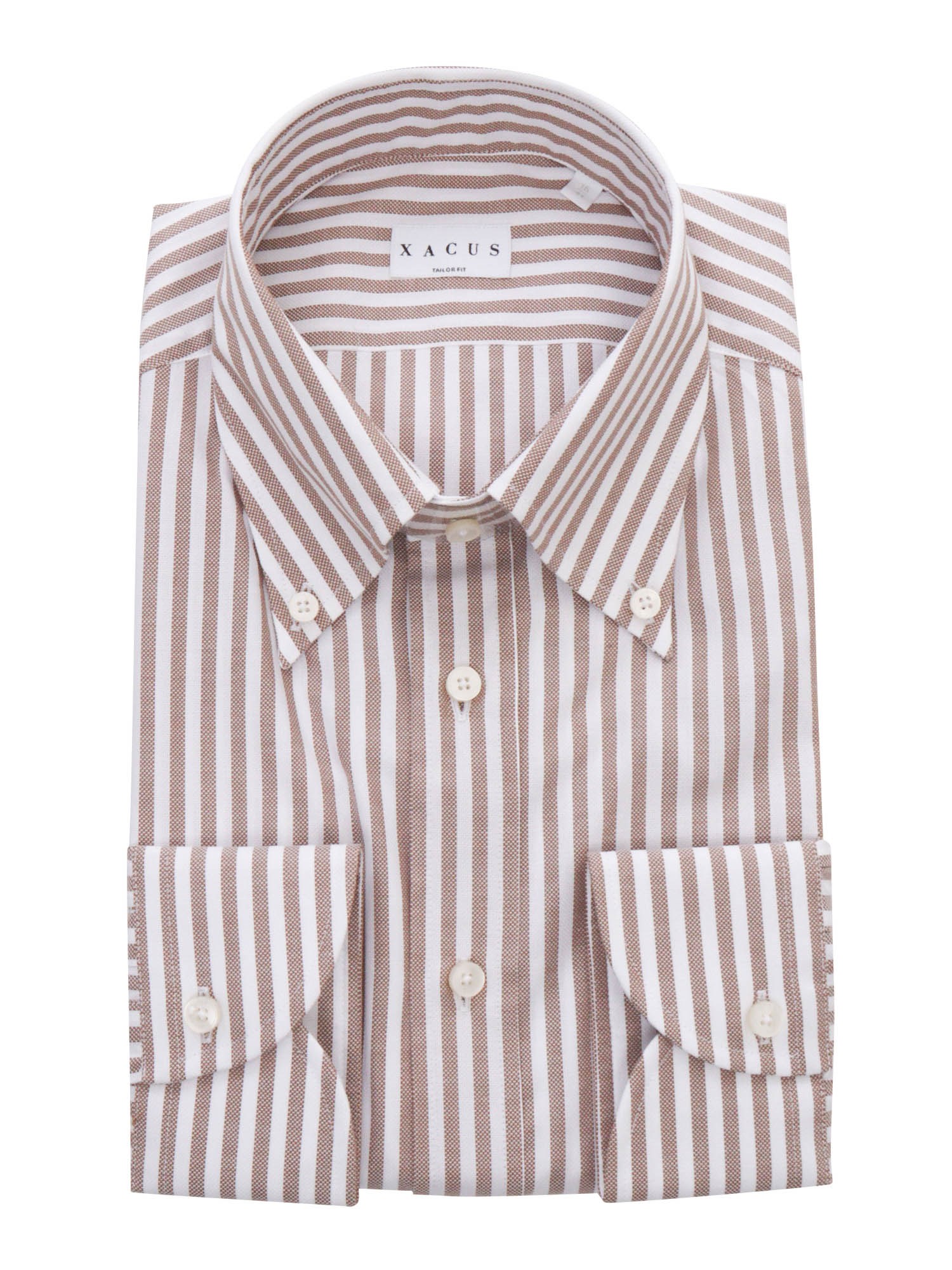 Shop Xacus Brown Striped Cotton Shirt In Multi