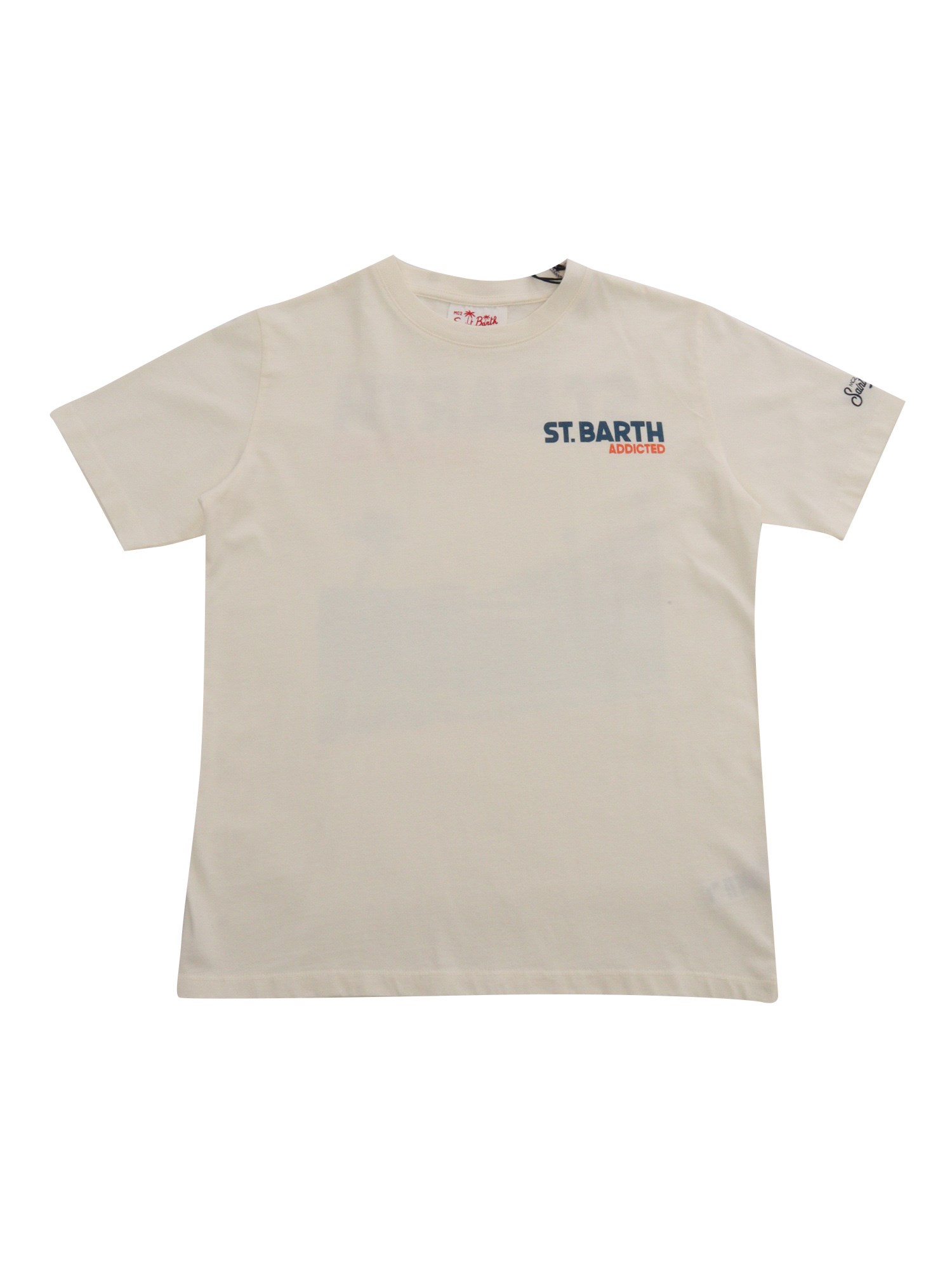 Mc2 Saint Barth Beige T-shirt With Front Logo In Neutral