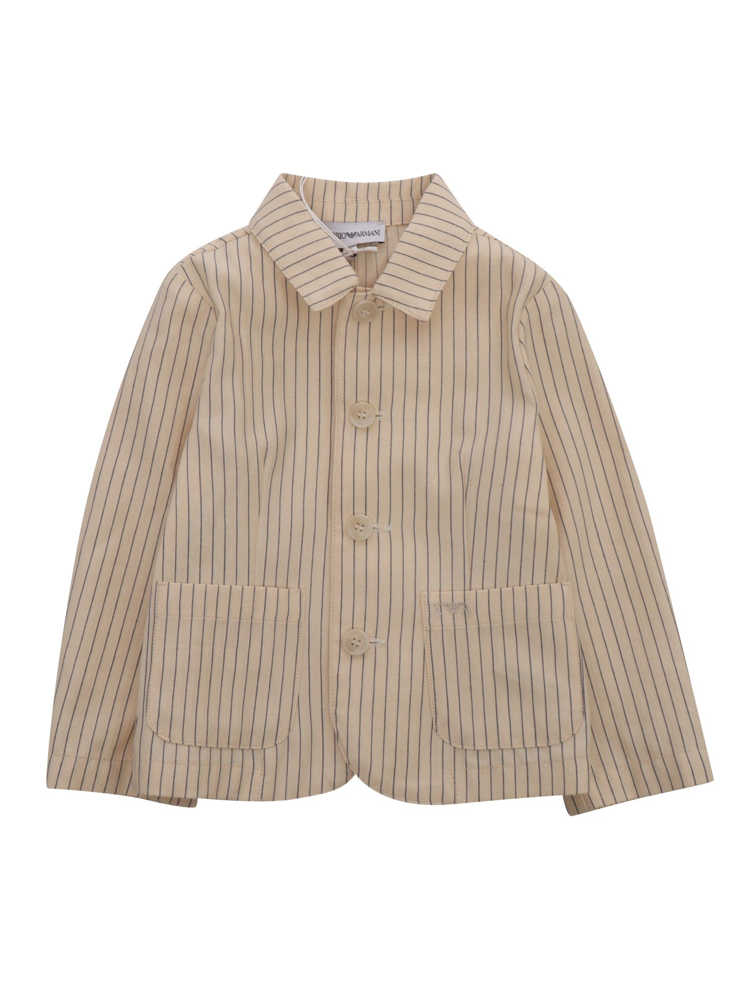 Shop Emporio Armani Beige Striped Jacket