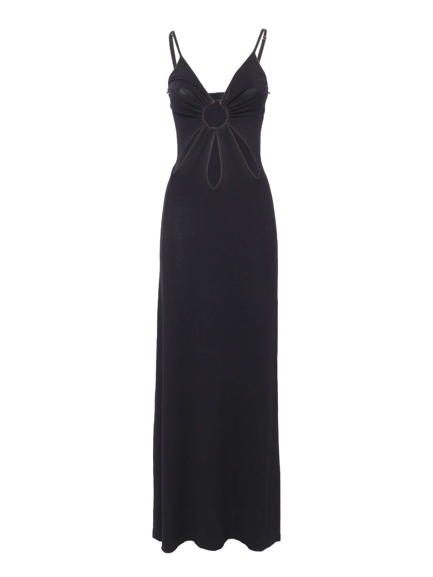 ELISABETTA FRANCHI LONG BLACK KNITTED DRESS