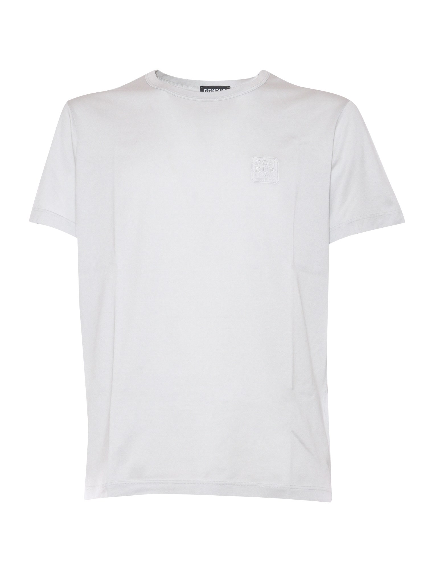 DONDUP WHITE T-SHIRT WITH LOGO PLATE 