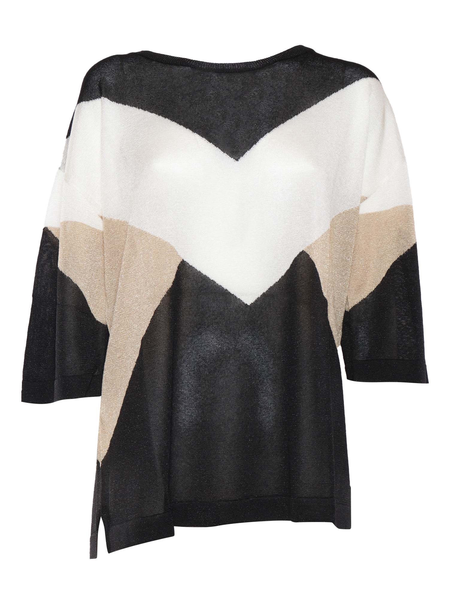 Shop Kangra Cashmere Black Sweater With Geometric Pattern