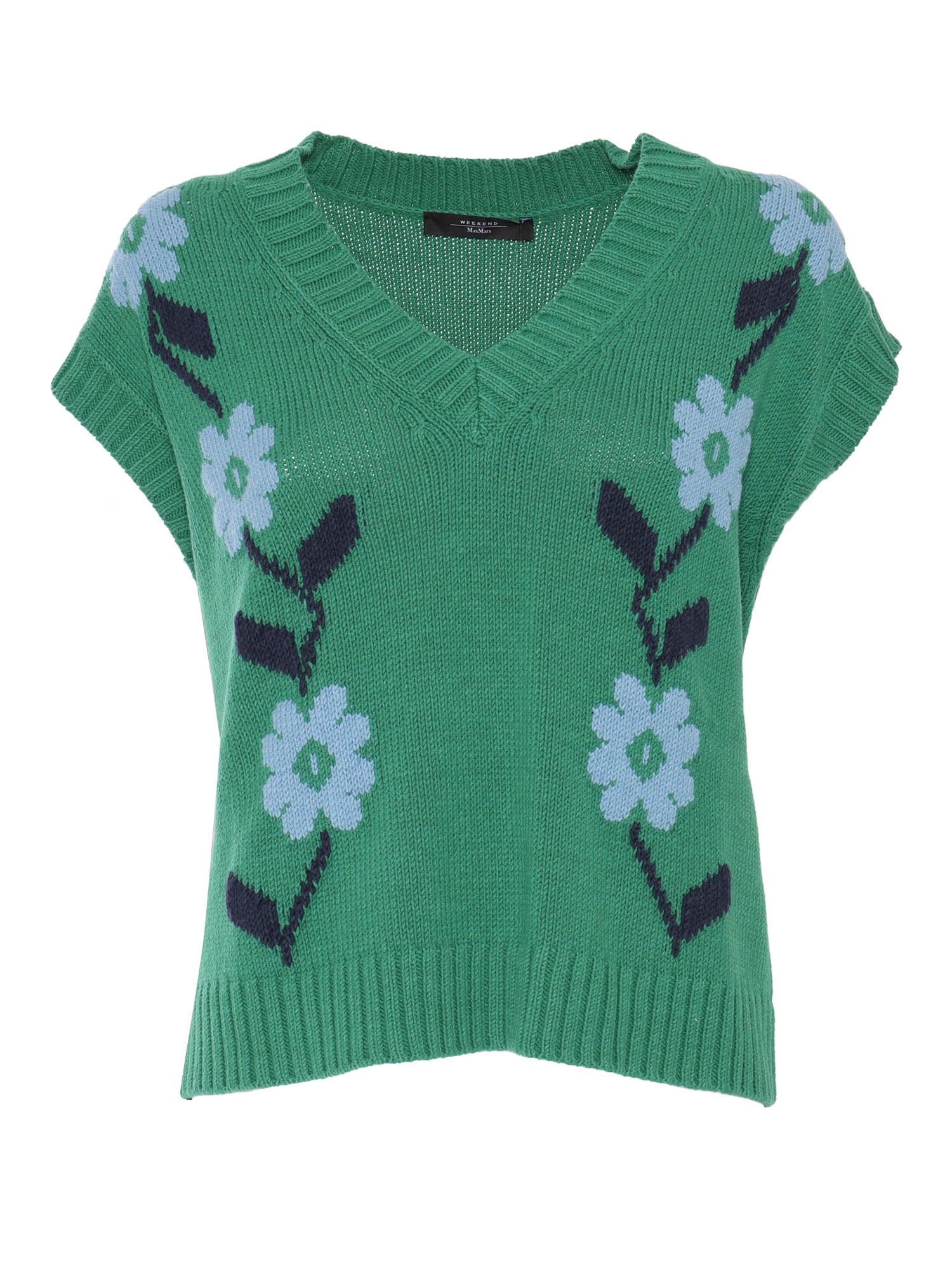 Max Mara Austria Green Knitted Waistcoat In Green
