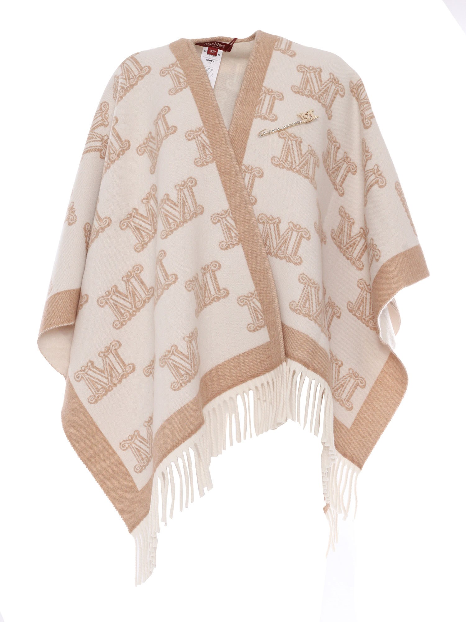 Shop Max Mara Frinestd Vanilla Cape-wrap-poncho In White