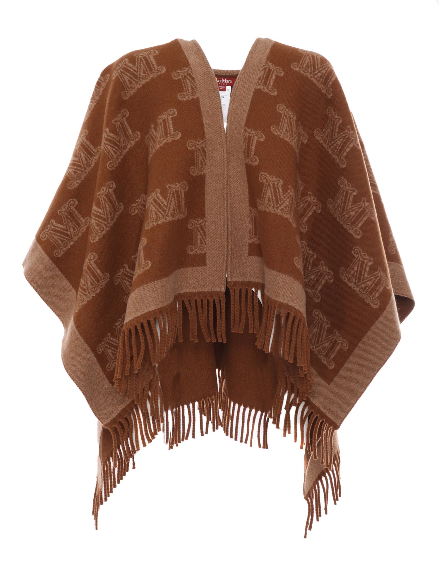 Max Mara Maxmara Studio Frine Cape In Brown