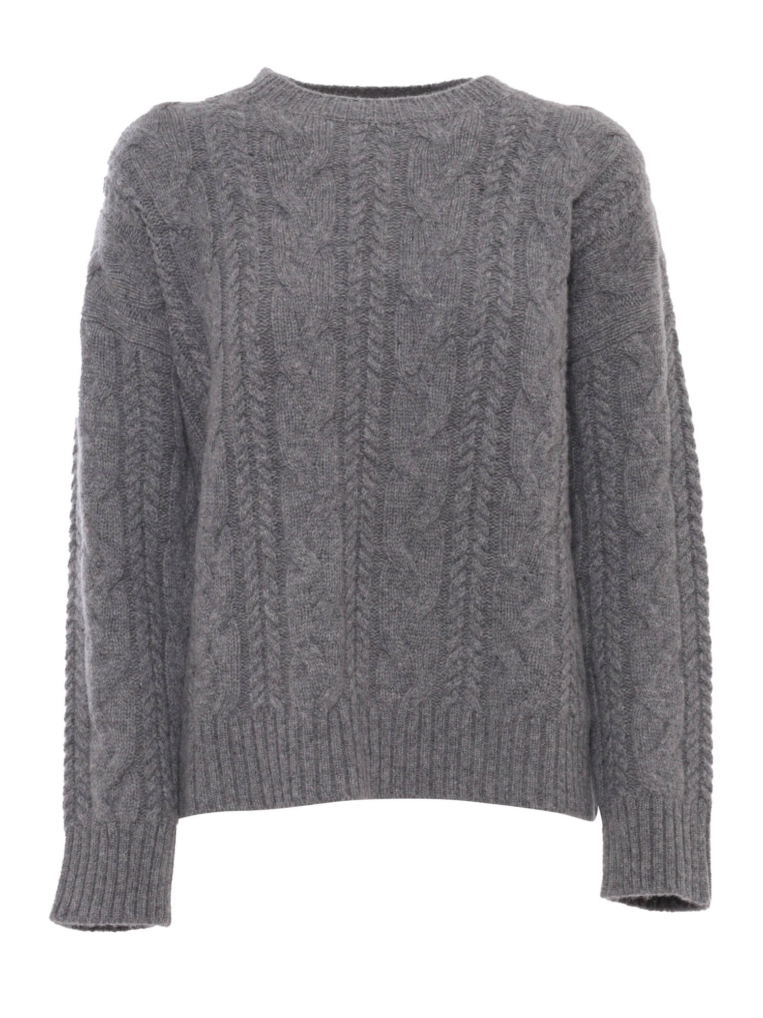 Shop Kangra Cashmere Braided Crewneck Sweater In Gray