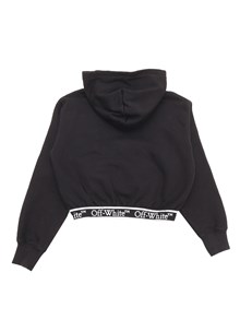 OFF WHITE KIDS BOOKISH LOGOBAND HOODIE CROP BLACK - WHI