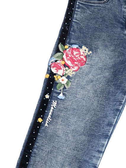 Monnalisa JEANS RICAMATI FLEECE DEN