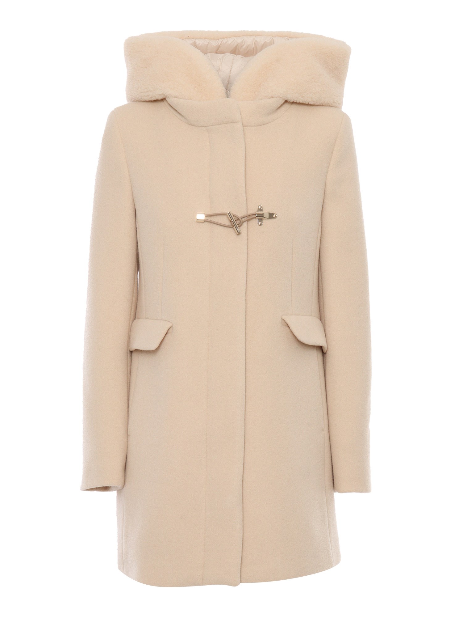 Shop Fay Teddy Front Toggle Coat In White