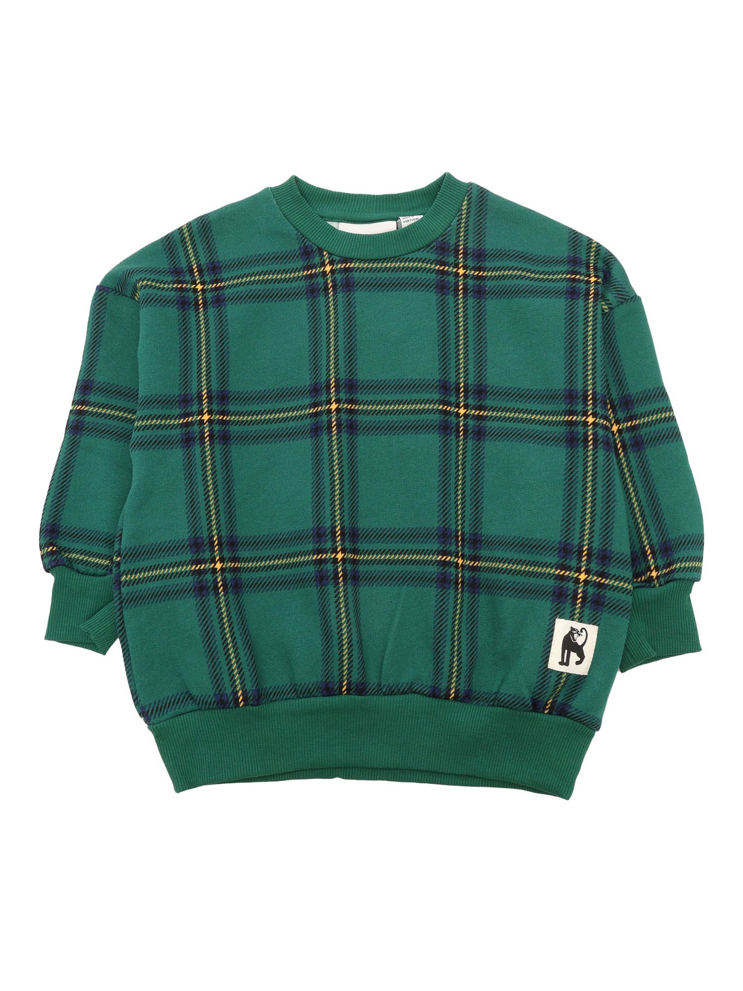 Shop Mini Rodini Check Aop Sweatshirt In Green