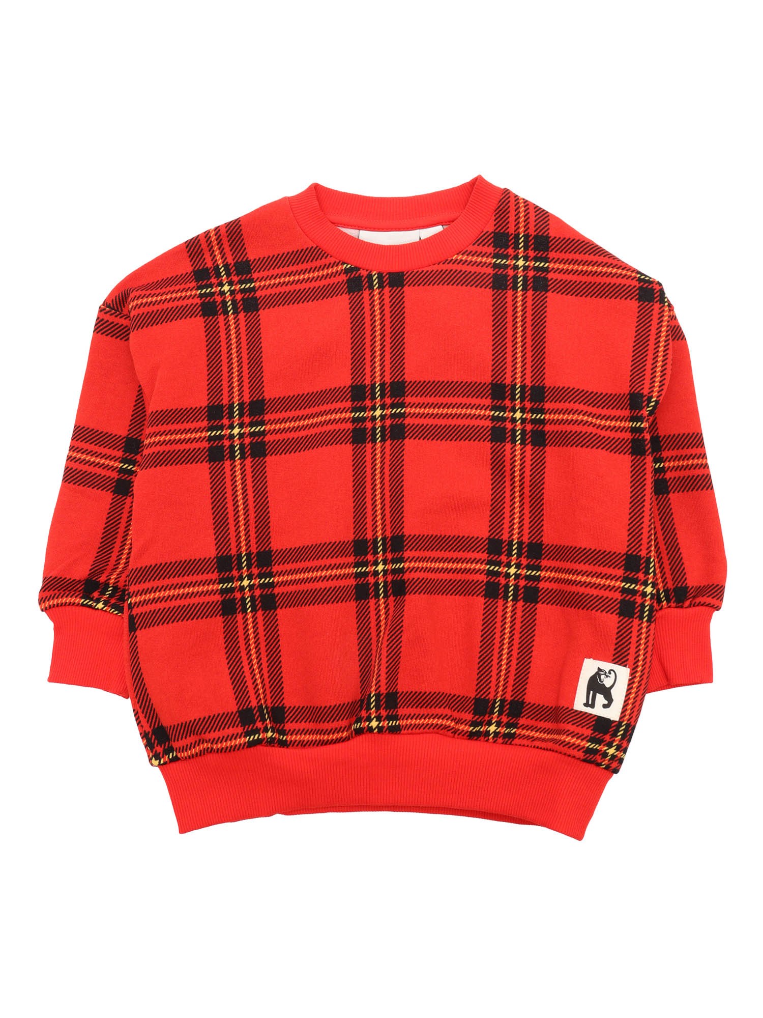 Shop Mini Rodini Check Aop Sweatshirt In Red