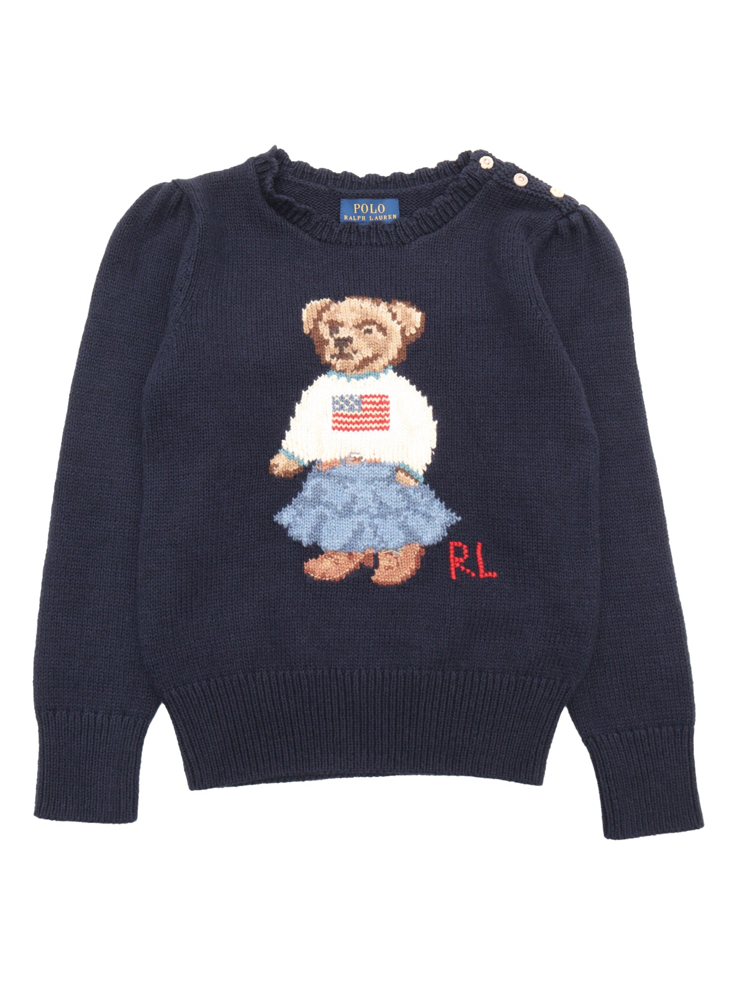 Shop Polo Ralph Lauren Iconic Bear-tops-sweater In Blue